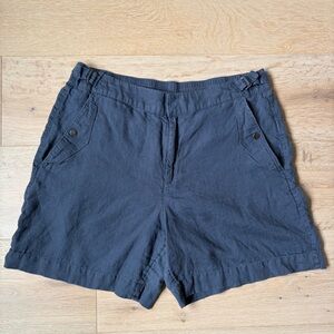 Athleta Voyager Linen Shorts Gray Elastic Waist Travel Adjustable Women 16 *R16